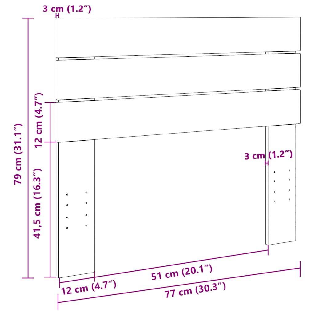 Headboard 75 cm Solid Wood Oak